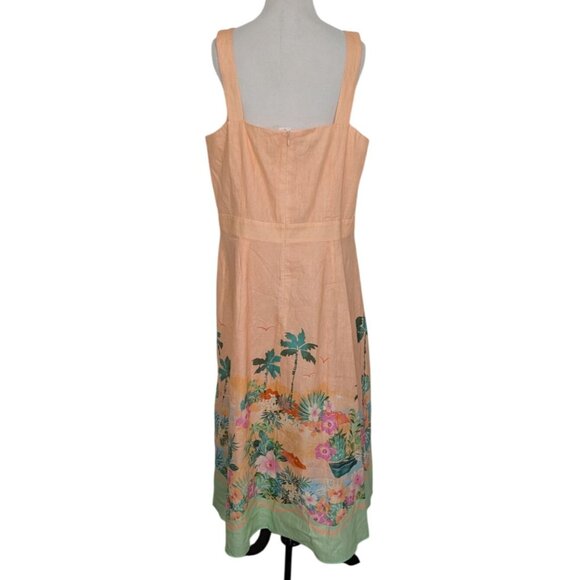 NEW Talbots Sunset Horizon Floral Maxi Dress Womens Size 16 Tropical Peach - Picture 10 of 13